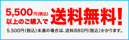 5000円（税別）以上のご購入で送料無料！